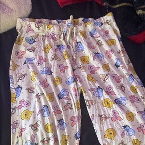 Disney Pajama Bottoms - White with Yellow, Pink, and Blue Characters